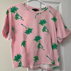 FOREVER 21 Pink Tropical T-shirt - Size L
